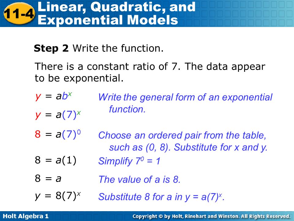 write an exponential function using ordered pairs